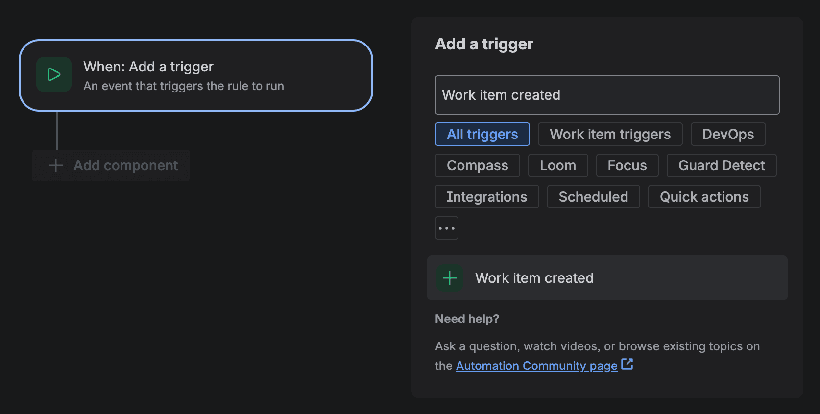 Jira Work item created trigger